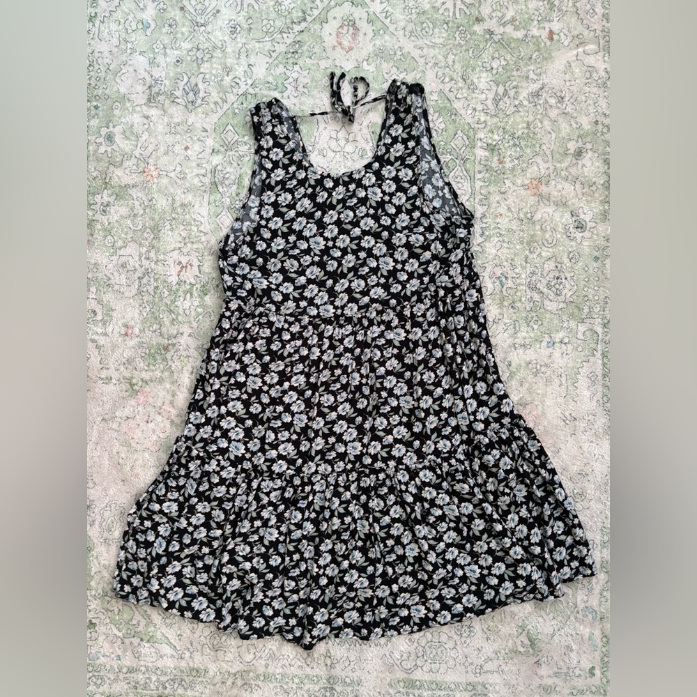 Floral Black and White Dress
